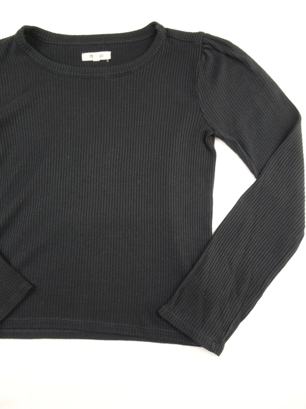 Madewell Black Ribbed Long Sleeve Top Shirt Minimalist Layering Clean Girl XS
